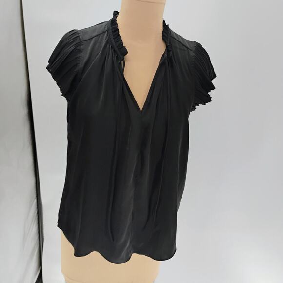 PHILOSOPHY Black V-Neck Ruffle Sleeve Tank Top Women's Size S - Picture 11 of 13